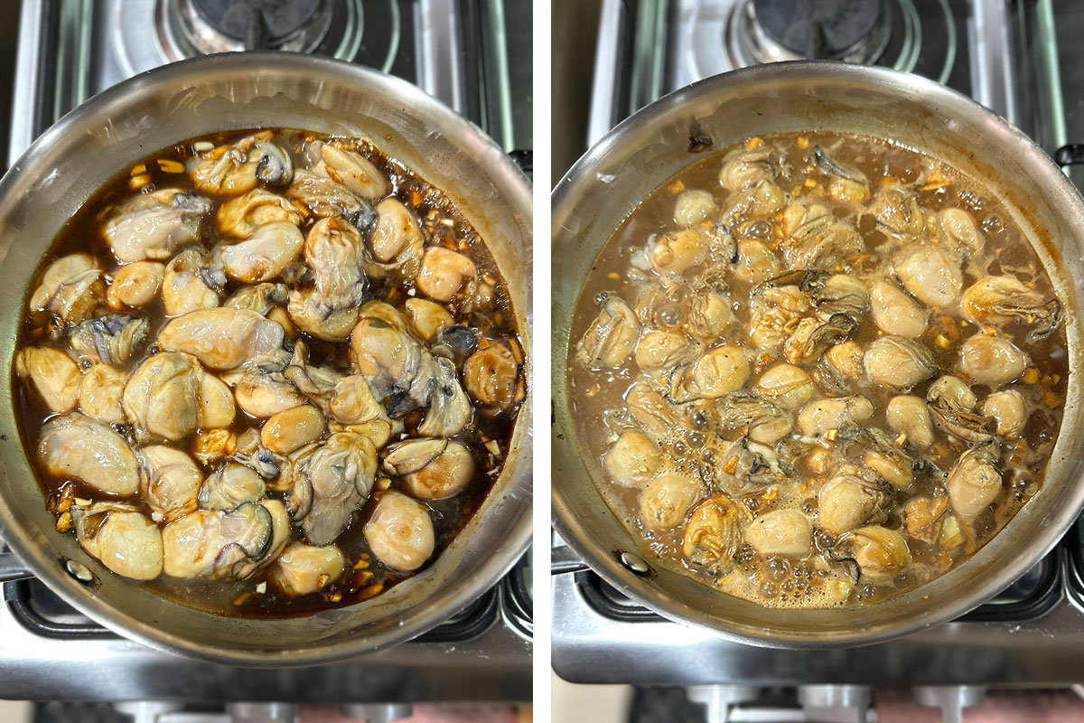 Cooking oysters in reduced adobo sauce