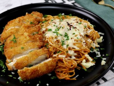 Fried chicken and spaghetti