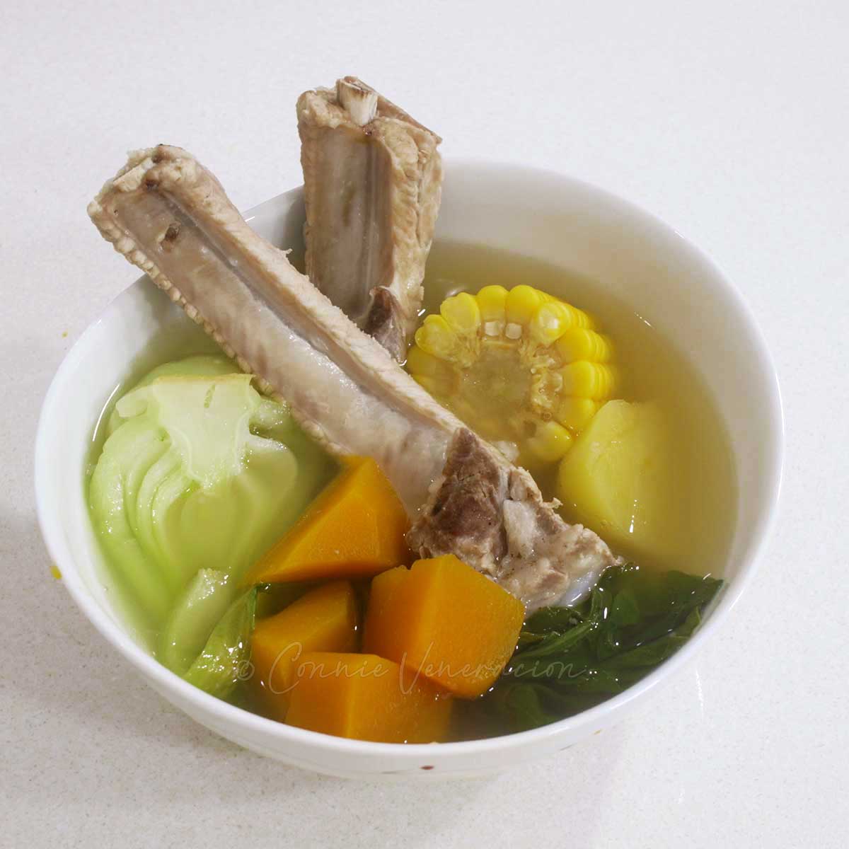 Pork ribs and vegetable soup (nilagang tadyang ng baboy)