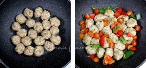 Browning meatballs for albondigas (Spanish-style meatball) soup