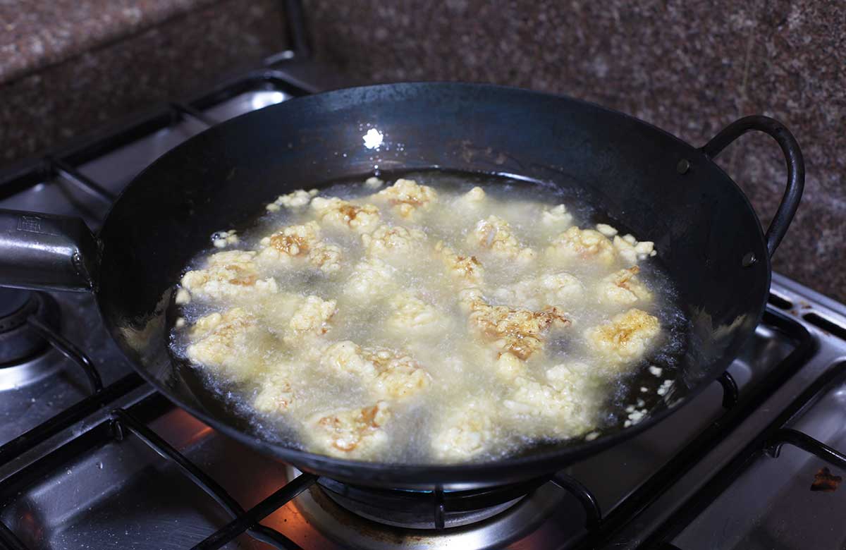 Frying Chinese American-style bang bang chicken