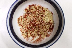 Chili flakes and sesame seeds