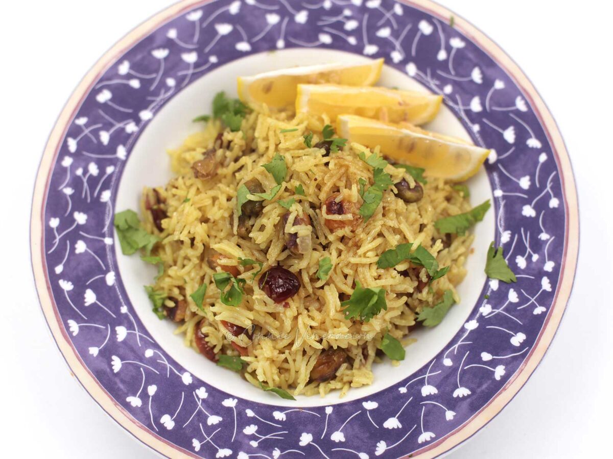 Cranberry and pistachio pilaf