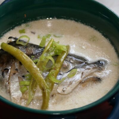 Fish head soup with coconut cream