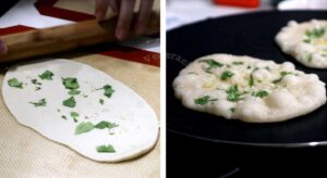Making garlic naan