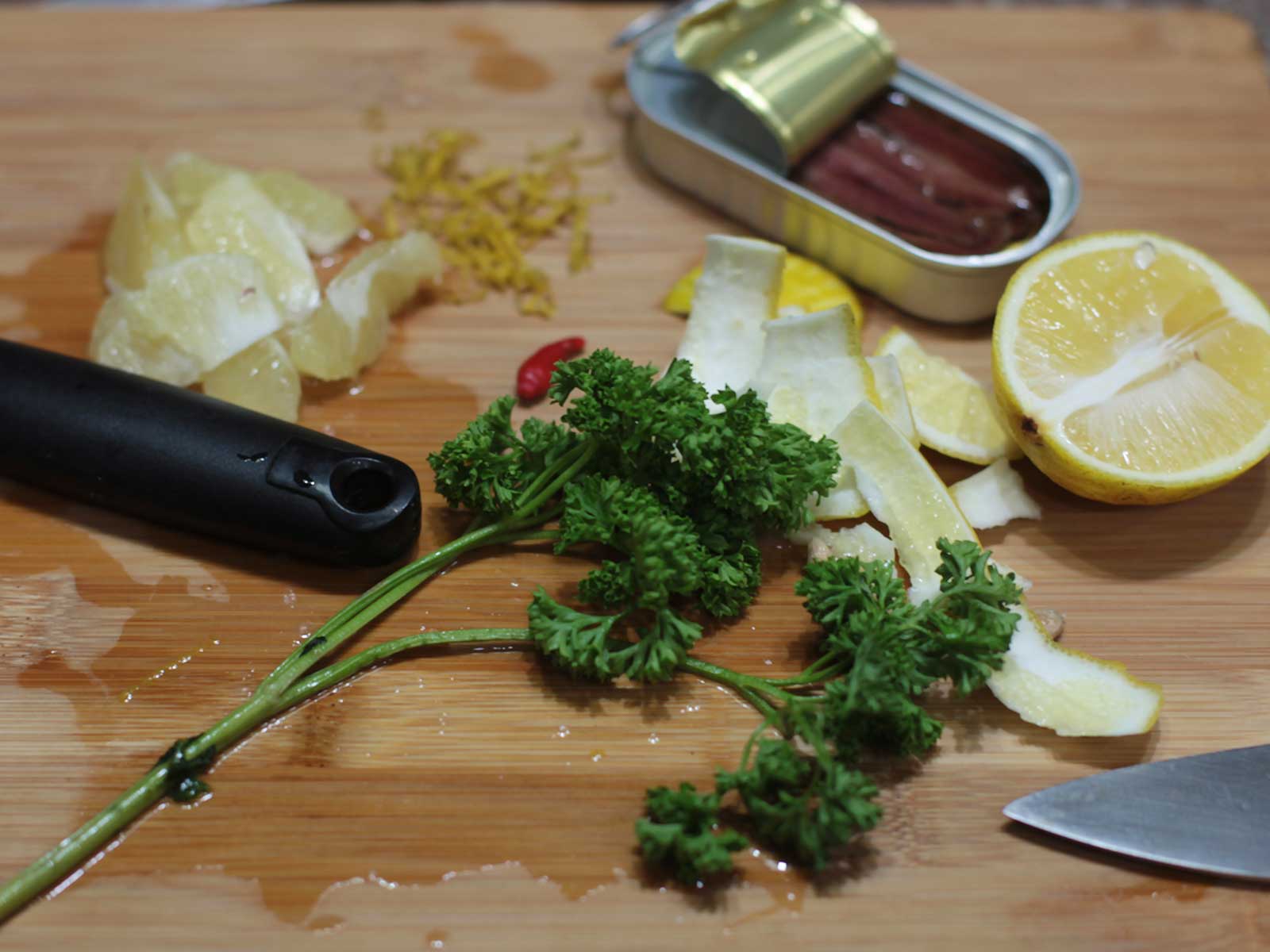 Lemons, anchovies and parsley