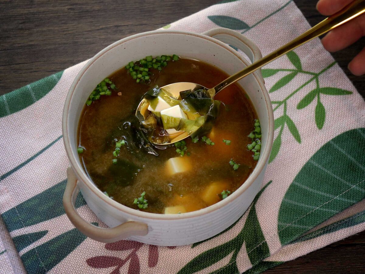Miso soup with tofu and wakame