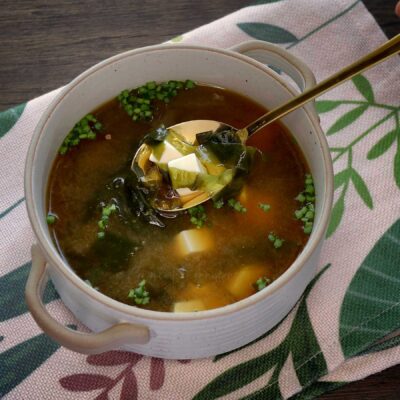 Miso soup with tofu and wakame