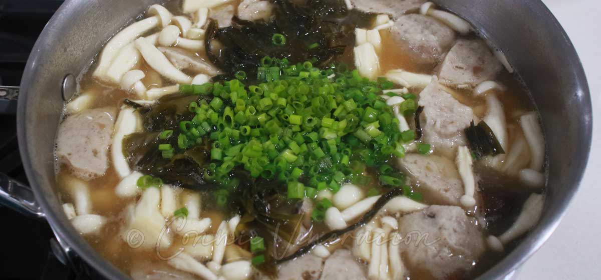 Scallions in miso soup
