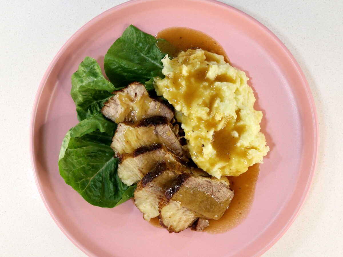Beef brisket, mashed potatoes and gravy