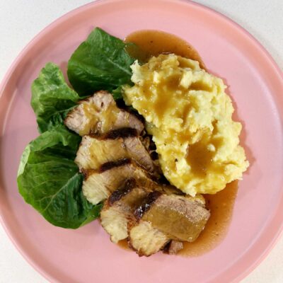 Beef brisket, mashed potatoes and gravy