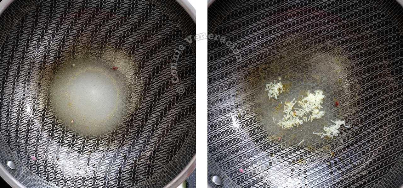 Boiling vinegar and sugar with grated ginger