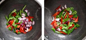 Stir frying vegetables