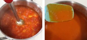 Using immersion blender to make smooth tomato soup