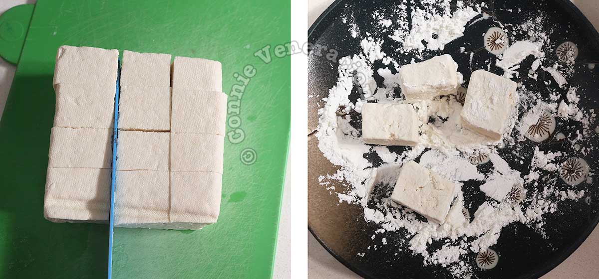 Coating tofu with starch