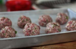 Meatballs in baking pan