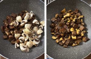 Adding mushrooms to Beef (ox) tongue salpicao
