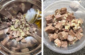 Seasoning beef tongue cubes