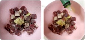 Marinating beef