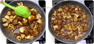 Adding sauce to browned beef