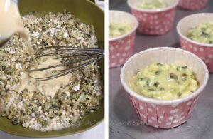 Green onion and feta breakfast muffin batter