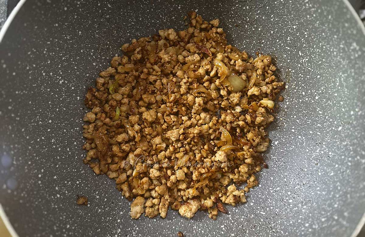 Cooking ground pork