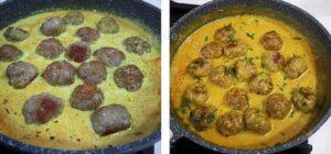 Meatballs in coconut cream curry sauce
