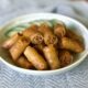 pork and cabbage kimchi spring rolls