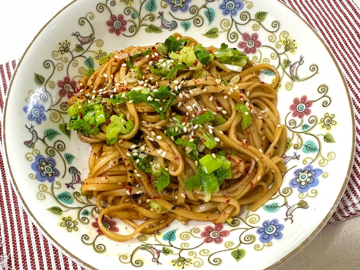 Soy sesame scallion noodles