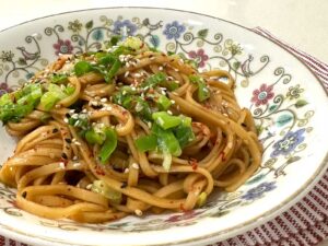 Soy sesame scallion noodles