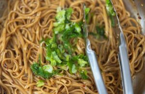 Soy sesame scallion noodles