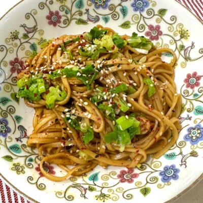 Soy sesame scallion noodles