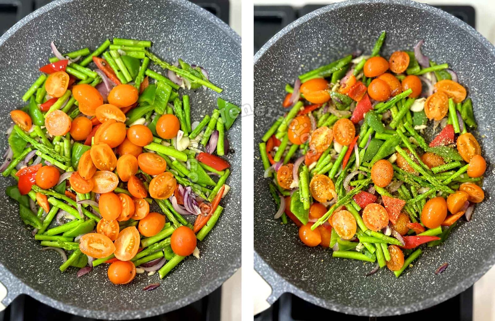 Cherry tomatoes and asparagus