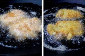 Frying chicken katsu