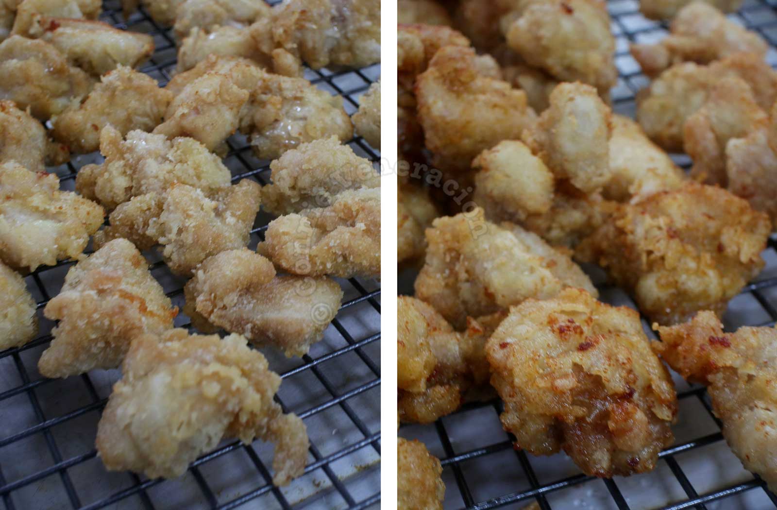 Chicken after first and second frying