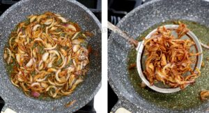 Frying shallots