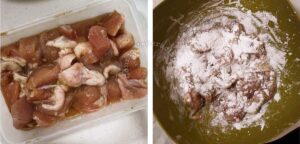 Marinating cubed chicken fillets