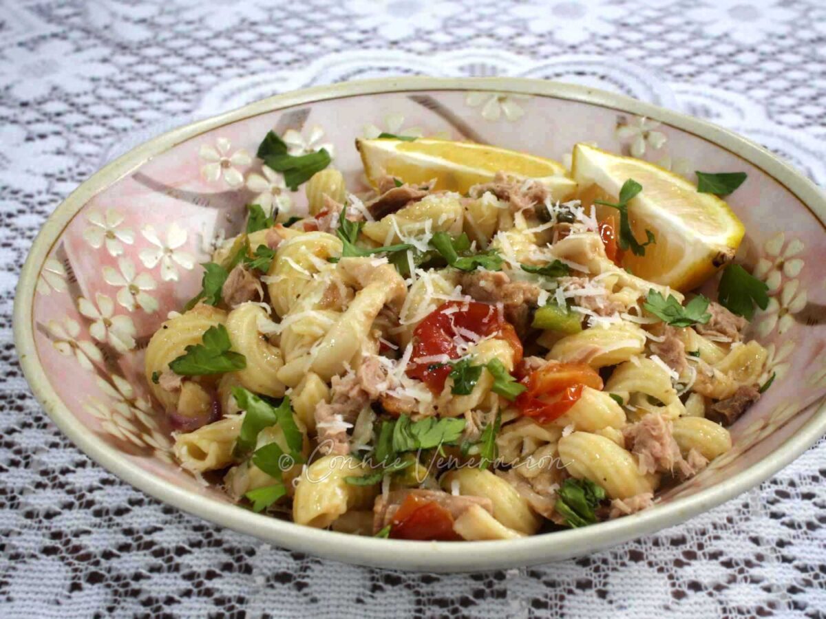Lemon pepper tuna pasta