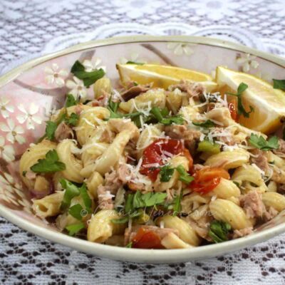 Lemon pepper tuna pasta