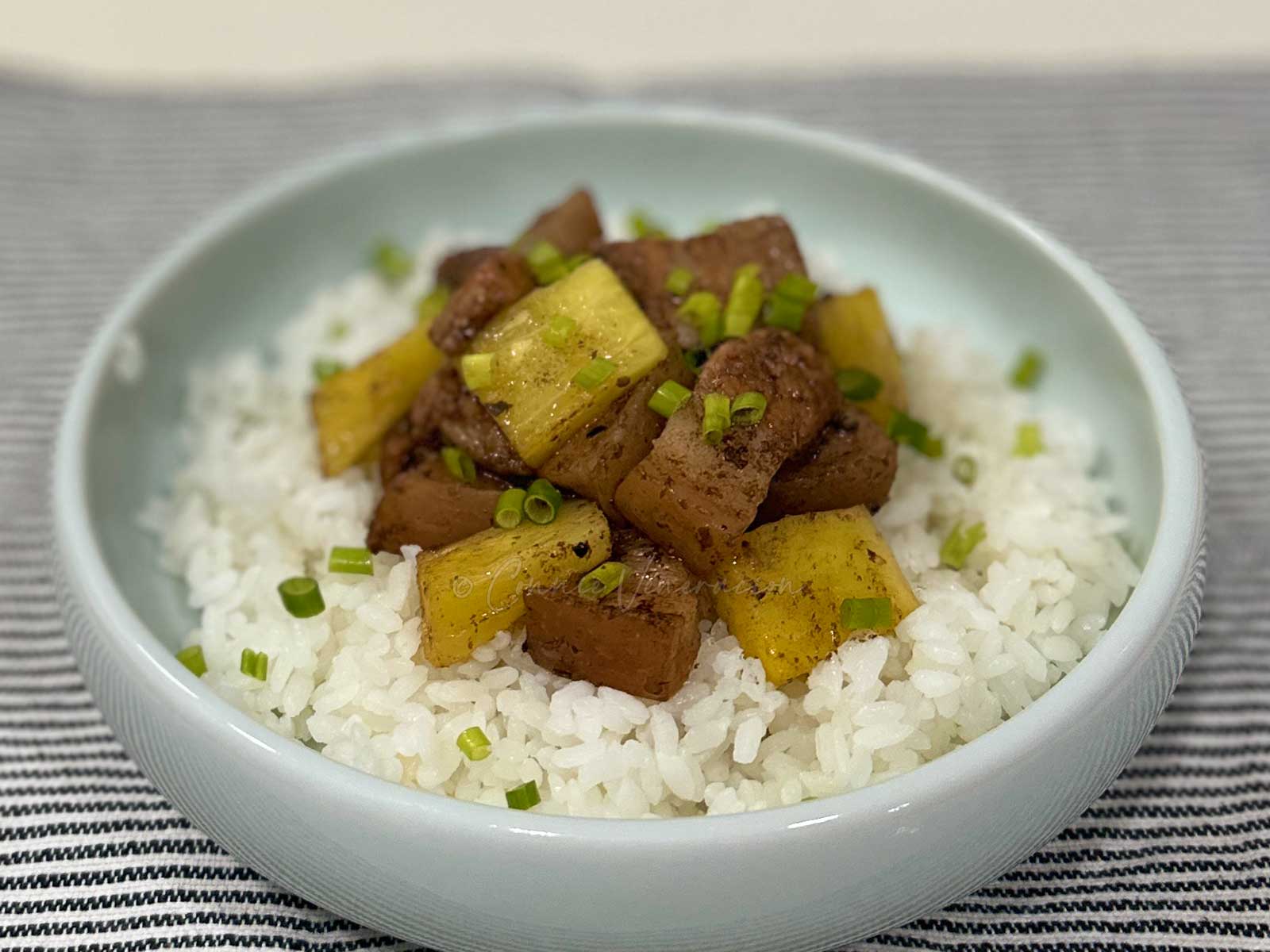 Balsamic pork and pineapple adobo