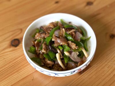 Beef, mushrooms and pepper stir fry