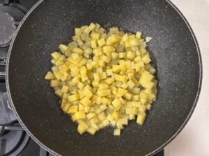 Browning cubed potatoes