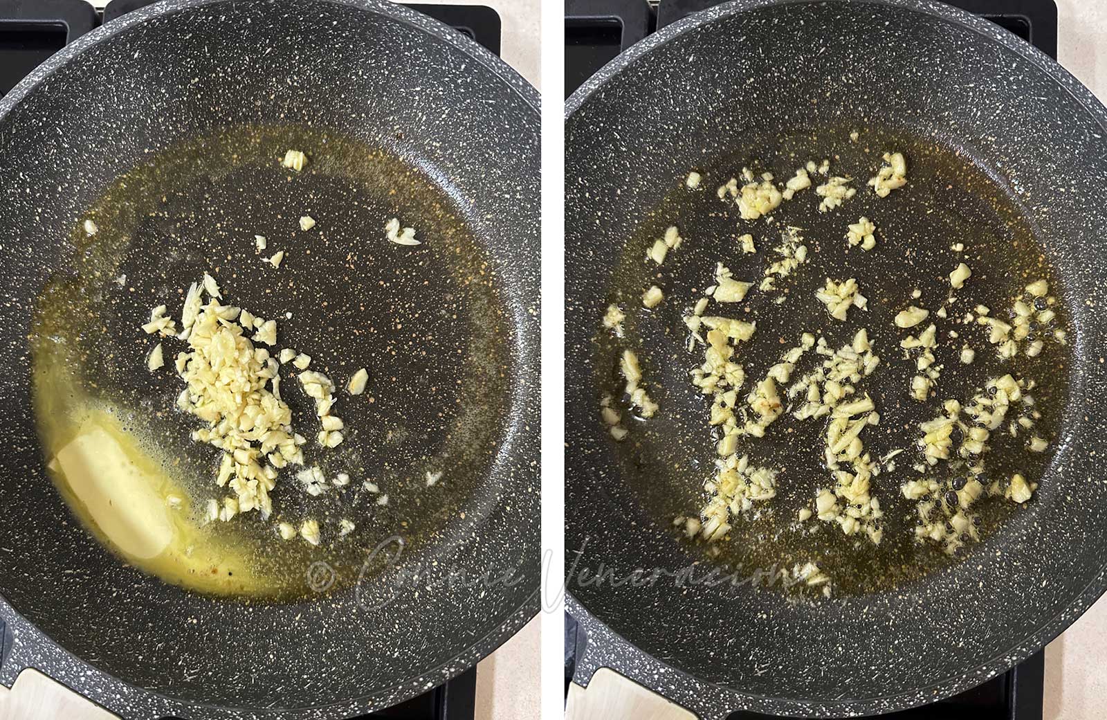 Sauteeing garlic in butter