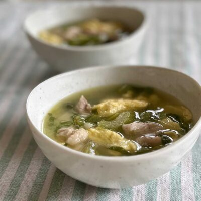 Chicken, egg and celery soup
