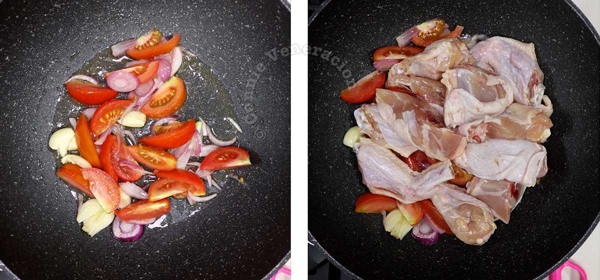 Sauteeing chicken and vegetables