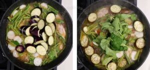 Adding vegetables to chicken