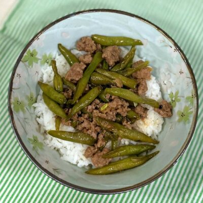 Ground pork and green beans adobo