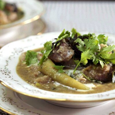 Pork and mung bean stew with coconut cream