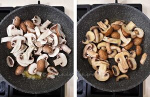 Browning mushrooms in butter