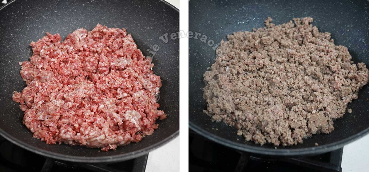 Browning ground beef